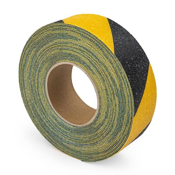 reflektierendes Bodenmarkierungsband Antirutsch WT-5845, Außenanwendung, gelb/schwarz, 50 mmx12,5m