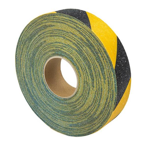 reflektierendes Bodenmarkierungsband Antirutsch WT-5845, Außenanwendung, gelb/schwarz, 50 mmx 25 m