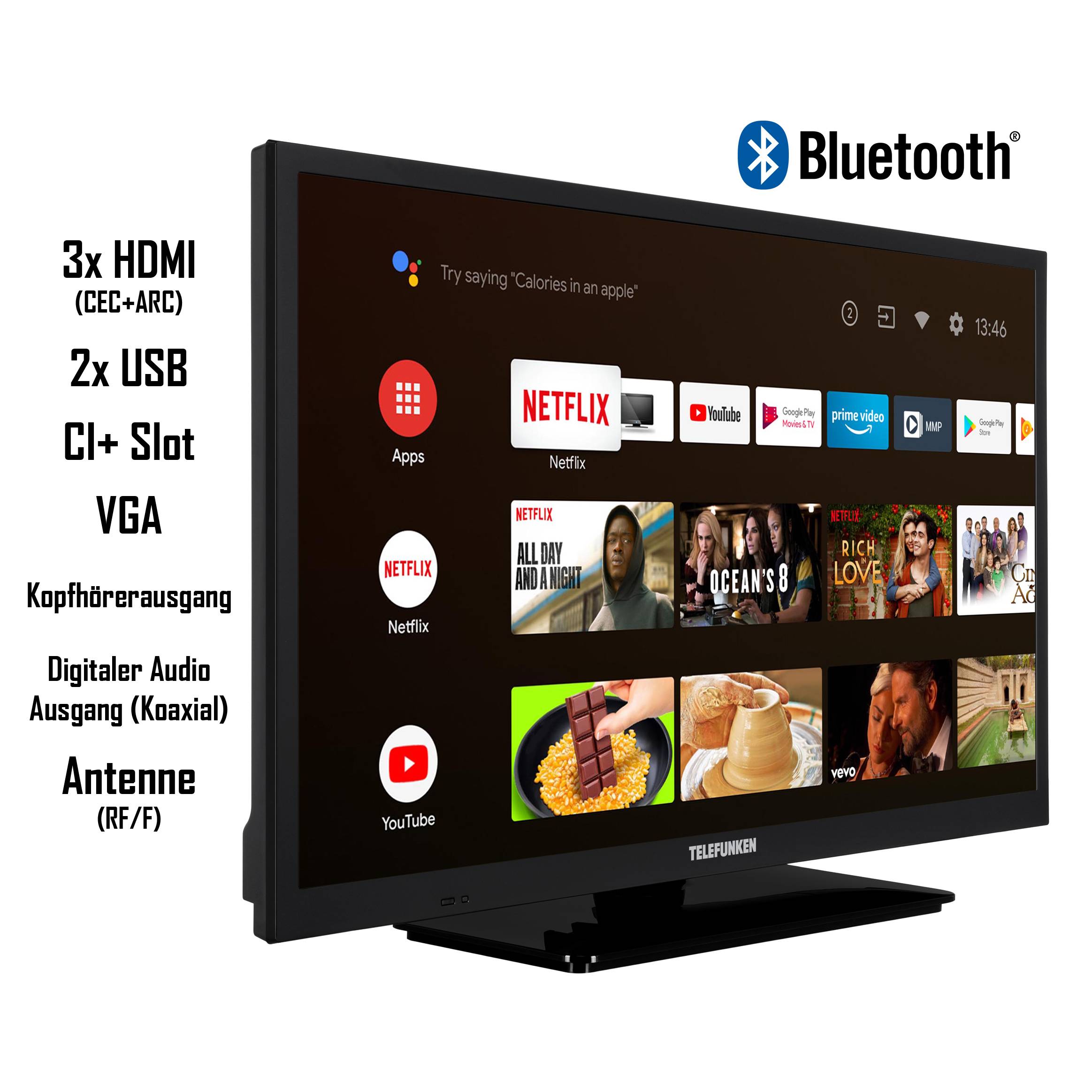 Telefunken XH24AN550MV Fernseher 24 Zoll Android Smart TV mit HD, HDR, Triple-Tuner, 12 Volt (2026)-1