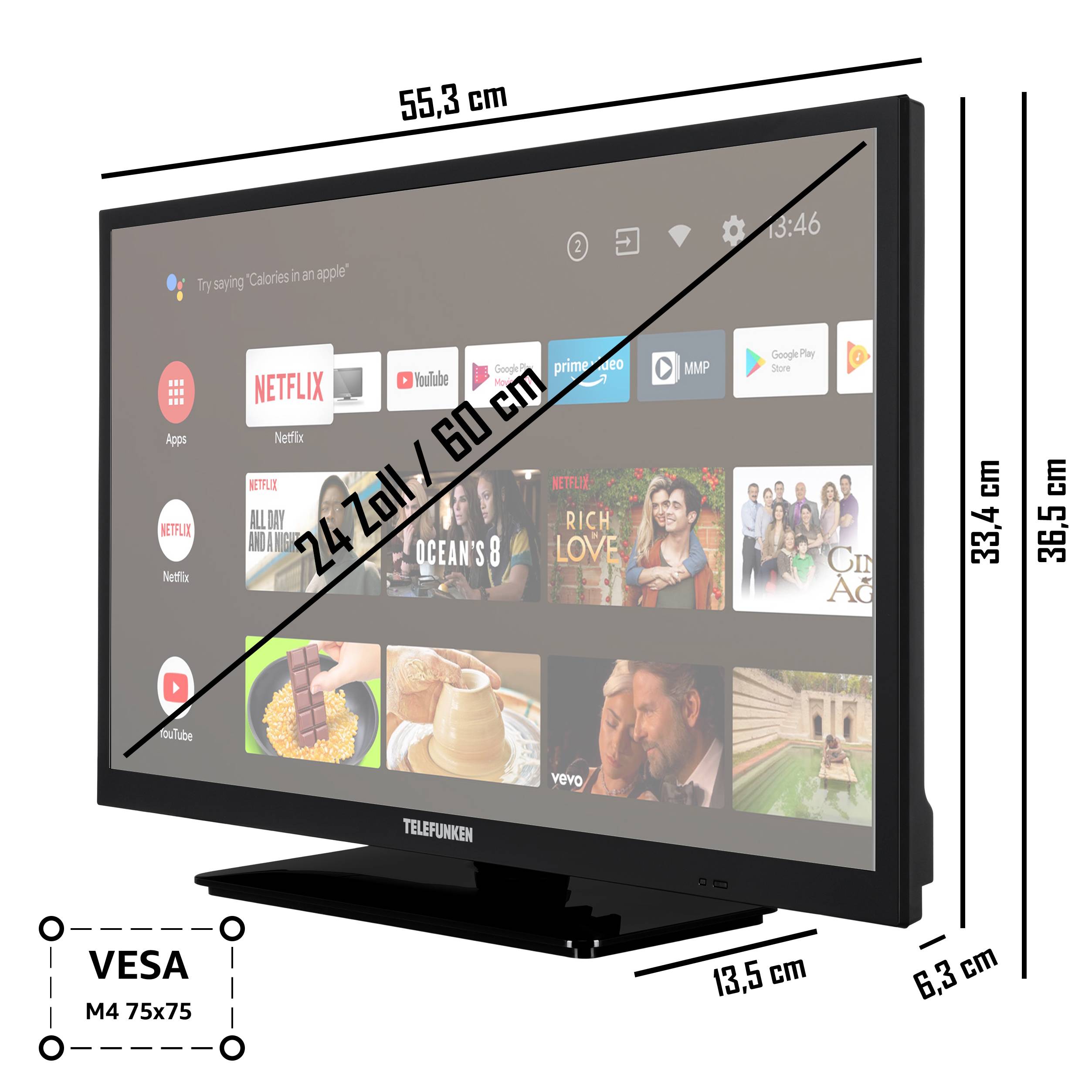Telefunken XH24AN550MV Fernseher 24 Zoll Android Smart TV mit HD, HDR, Triple-Tuner, 12 Volt (2026)-2