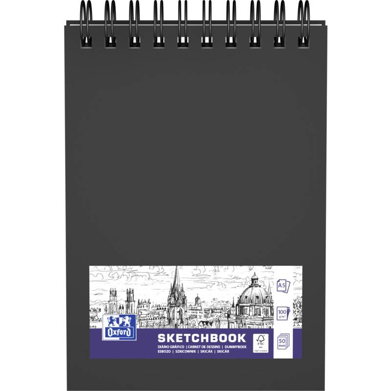 OXFORD - Skizzenbuch Sketchbook DIN A5 blanko schwarz Hardcover 50 Seiten - A5-0