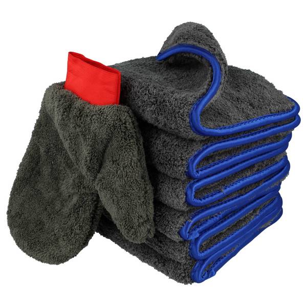 vhbw 4-tlg. Reinigungsset für Auto | Motorrad - 3x Mikrofasertuch, 1x Waschhandschuh - 1200 GSM