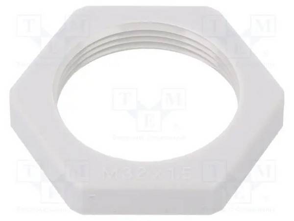 Mutter  M32  Polyamid  Thk: 7mm  Schlüssel: 41mm  hellgrau 116 M32 LGR PA Verschraubungen für Stopfbuchsen