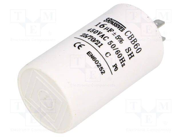 Kondensator: für Motoren, Betrieb 16uF 450V Ø40x70mm -25÷70°C CBB60A-16/450 Kondensatoren für Motoren-0
