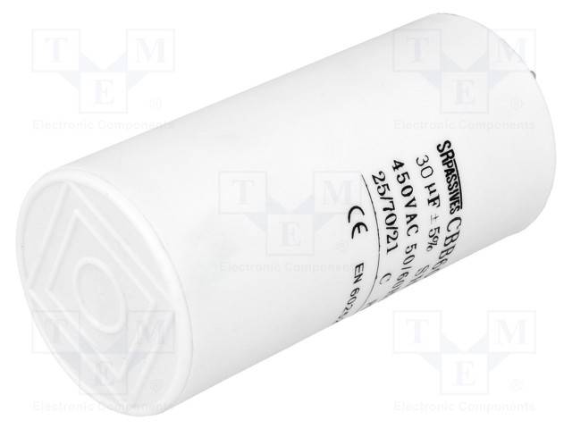Kondensator: für Motoren, Betrieb 30uF 450V Ø45x90mm -25÷70°C CBB60A-30/450 Kondensatoren für Motoren-0