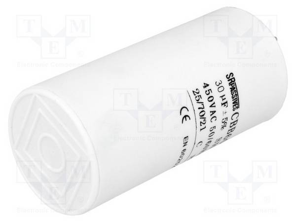 Kondensator: für Motoren, Betrieb  30uF  450V  Ø45x90mm  -25÷70°C CBB60A-30/450 Kondensatoren für Motoren