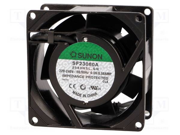 Lüfter: AC  axial  230VAC  80x80x38mm  39m3/h(±7%)  31dBA  gleitend SF23080A2083HSL.GN AC-Lüfter 230V