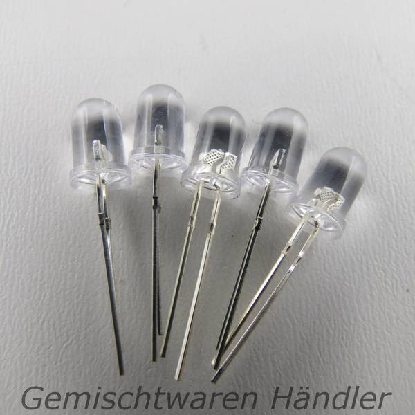 5 weiße LEDs 5mm LED Sortiment zusammenstellbar klar rot blau gelb grün weiß