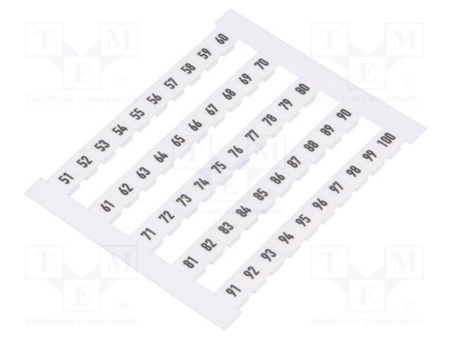 Markierer weiss B: 5mm Kennzeichnungen 51-100 horizontal 0473460051 DEK 5 FW 51-100 Schienen-Steckverbinder-0