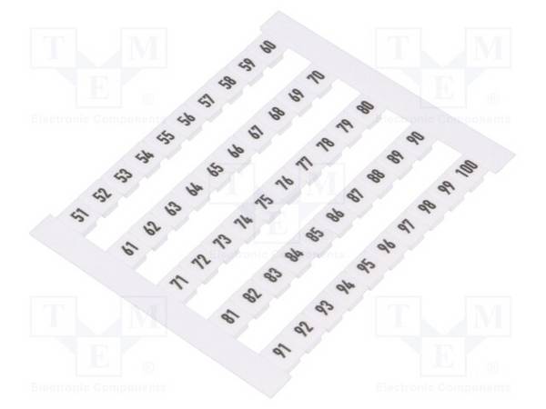 Markierer  weiss  B: 5mm  Kennzeichnungen 51-100  horizontal 0473460051 DEK 5 FW 51-100 Schienen-Steckverbinder