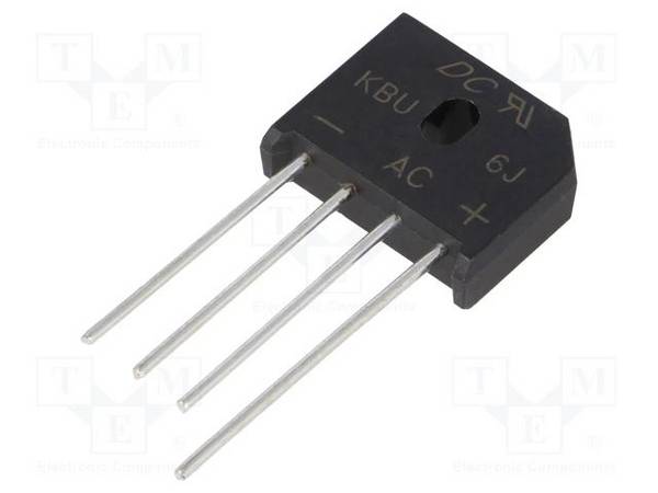 Brückengleichrichter: einphasig  Urmax: 600V  Ifsm: 175A  KBU  THT KBU6J Einphasendiodenbrücken flach