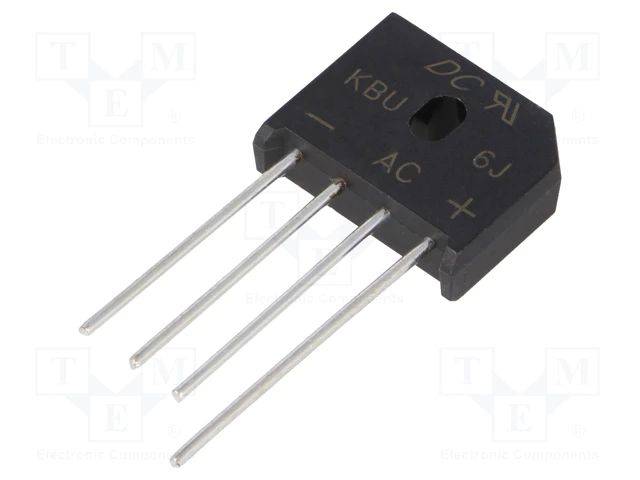 Brückengleichrichter: einphasig Urmax: 600V Ifsm: 175A KBU THT KBU6J Einphasendiodenbrücken flach-0