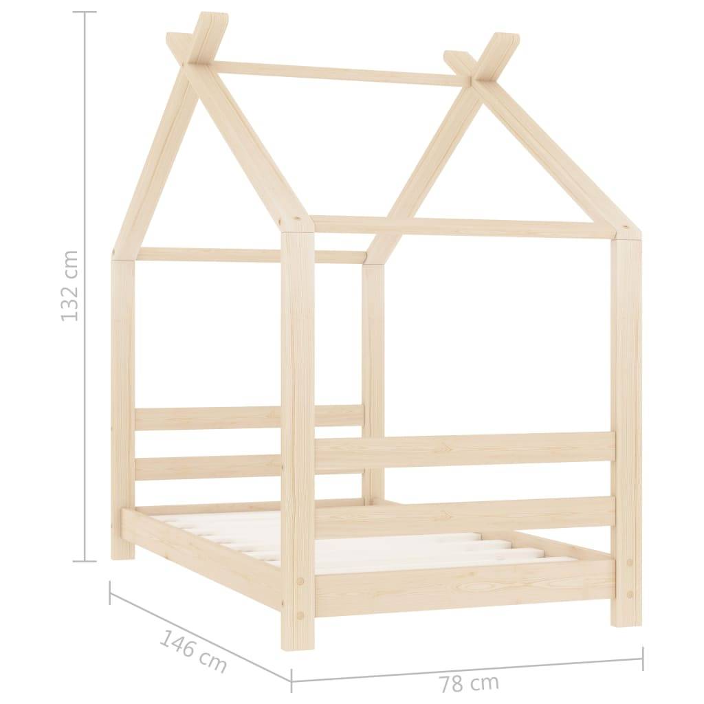 Kinder-Bettgestell Massivholz Kiefer 70x140 cm-4