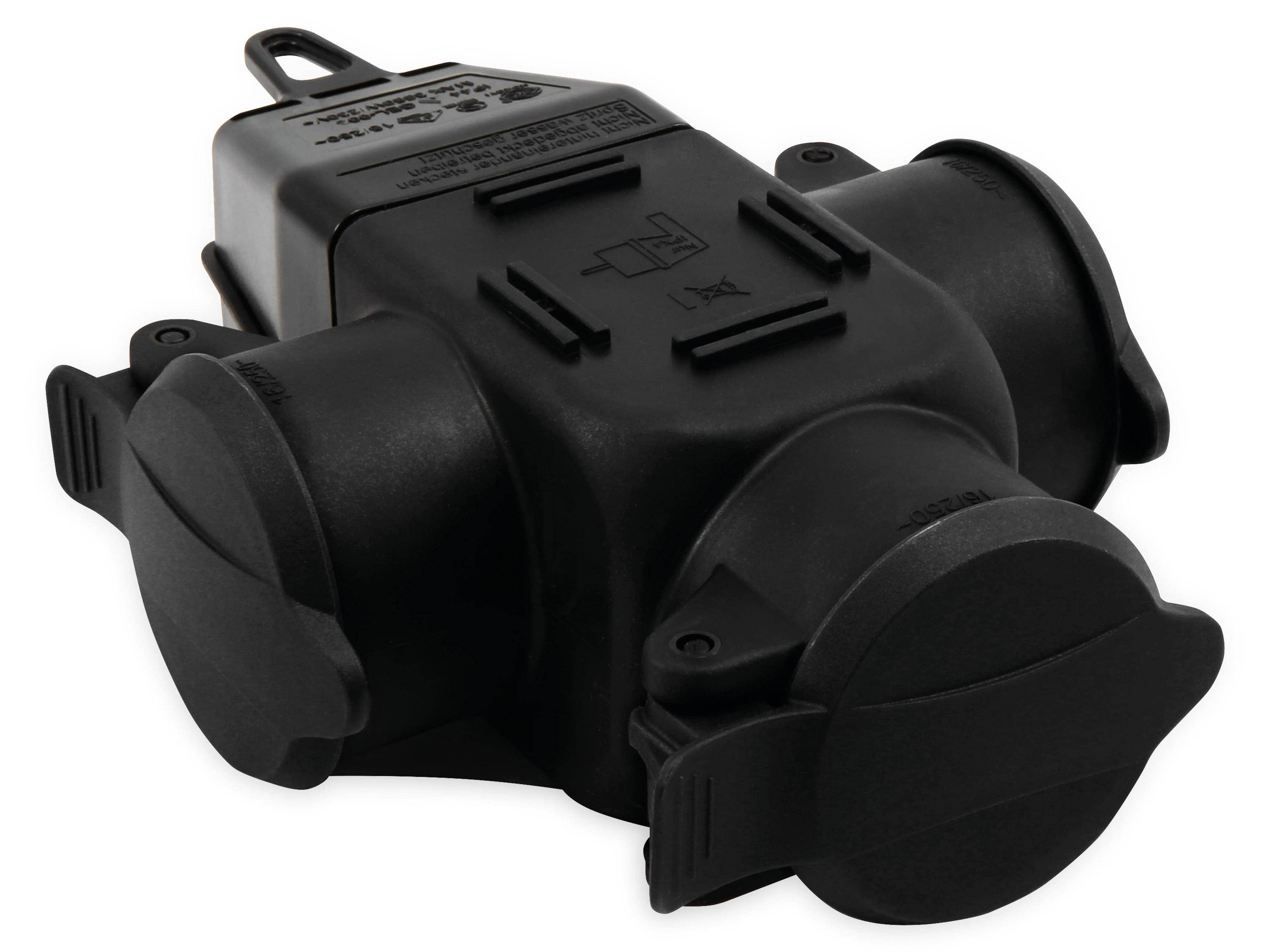 MCPOWER Schutzkontakt-Verteiler, 3-fach, IP44, Außenbereich, 16 A, schwarz-0