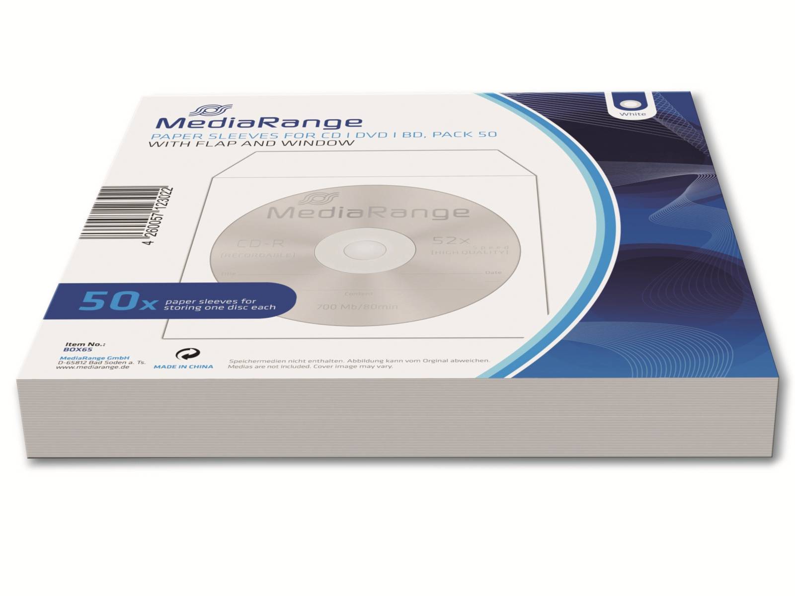MEDIARANGE CD-Papiertaschen, 50er Pack-0