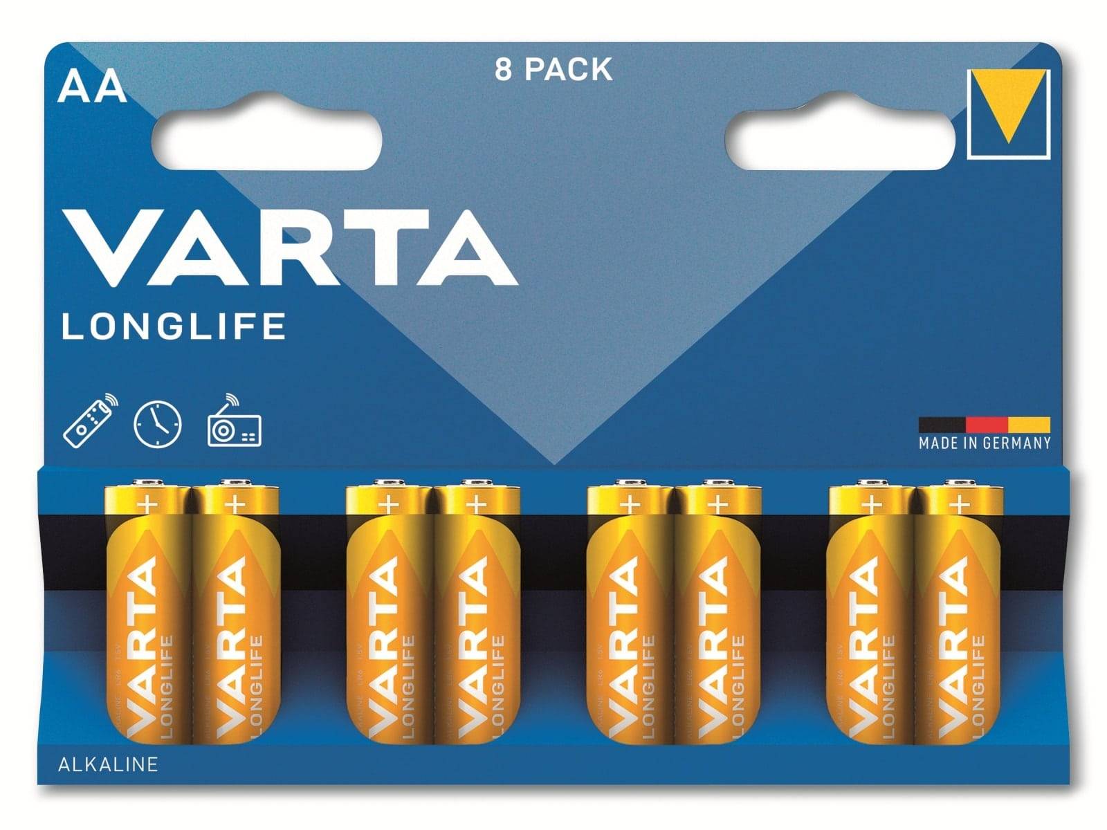 VARTA Batterie Alkaline, Mignon, AA, LR06, 1.5V, Longlife, 8 Stück-0