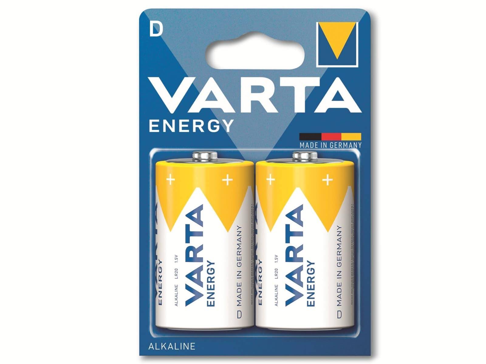 VARTA Batterie Alkaline, Mono, D, LR20, 1.5V, Energy, 2 Stück-0