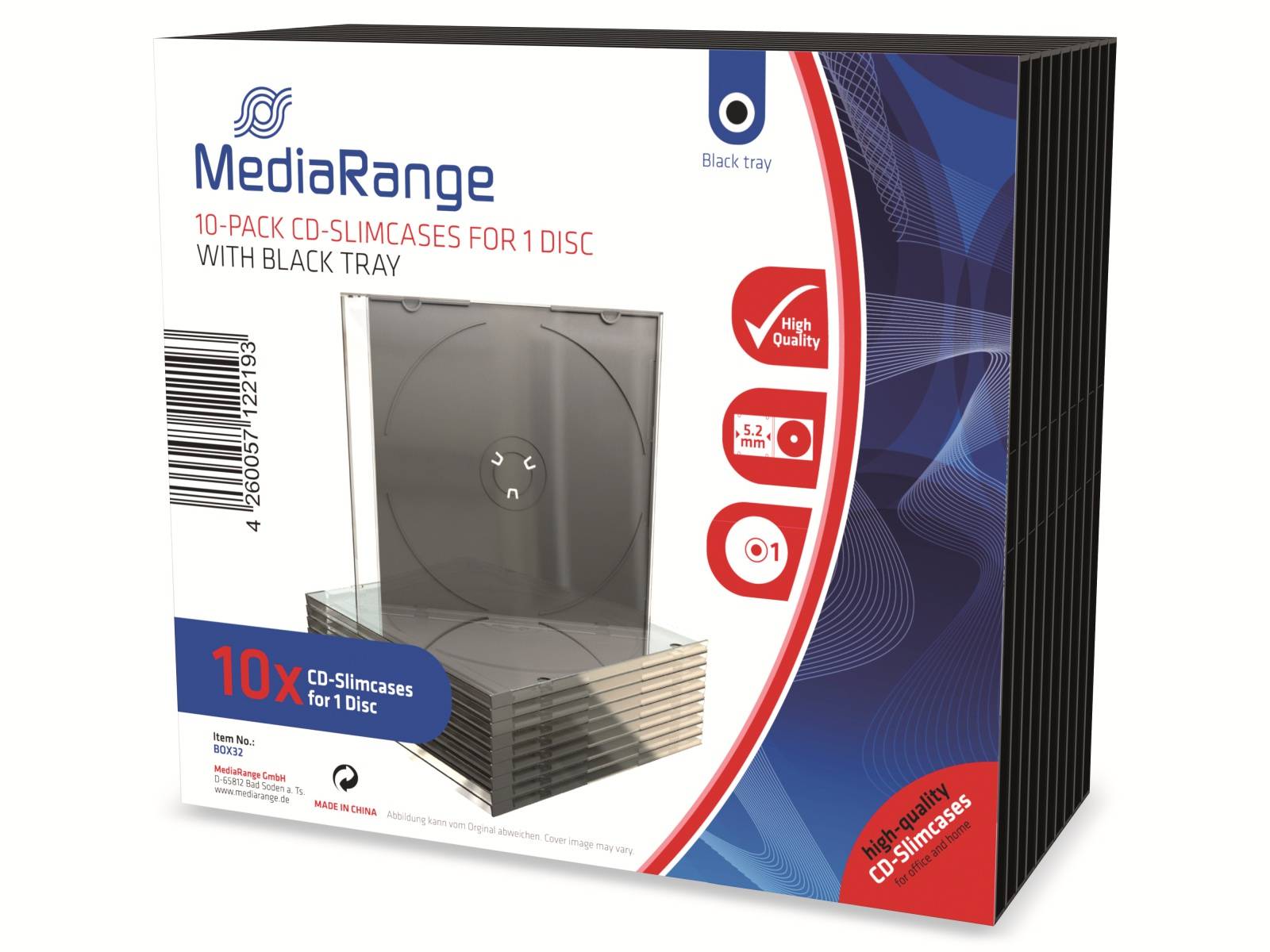 MEDIARANGE CD-Leerhüllen, Slim, 10er Pack, schwarz/transparent-1