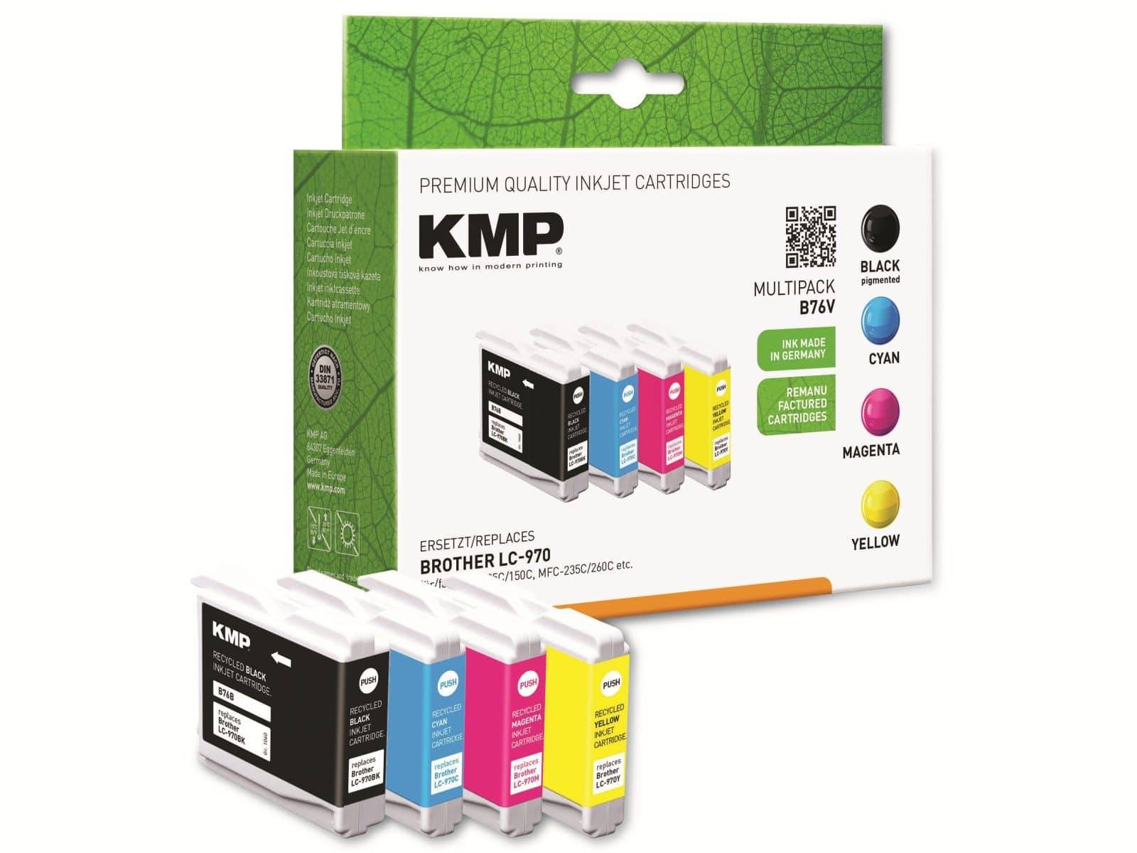 KMP MULTIPACK B76V - 4er-Pack - Schwarz, Gelb, Cyan, Magenta - kompatibel - Tintenpatrone-0