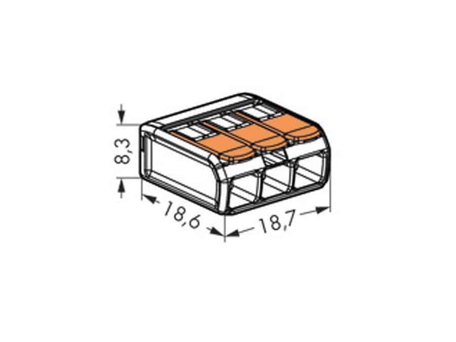 WAGO Steckklemmen 221-413, 3-polig, 0,2...4 mm², 100 Stück-2