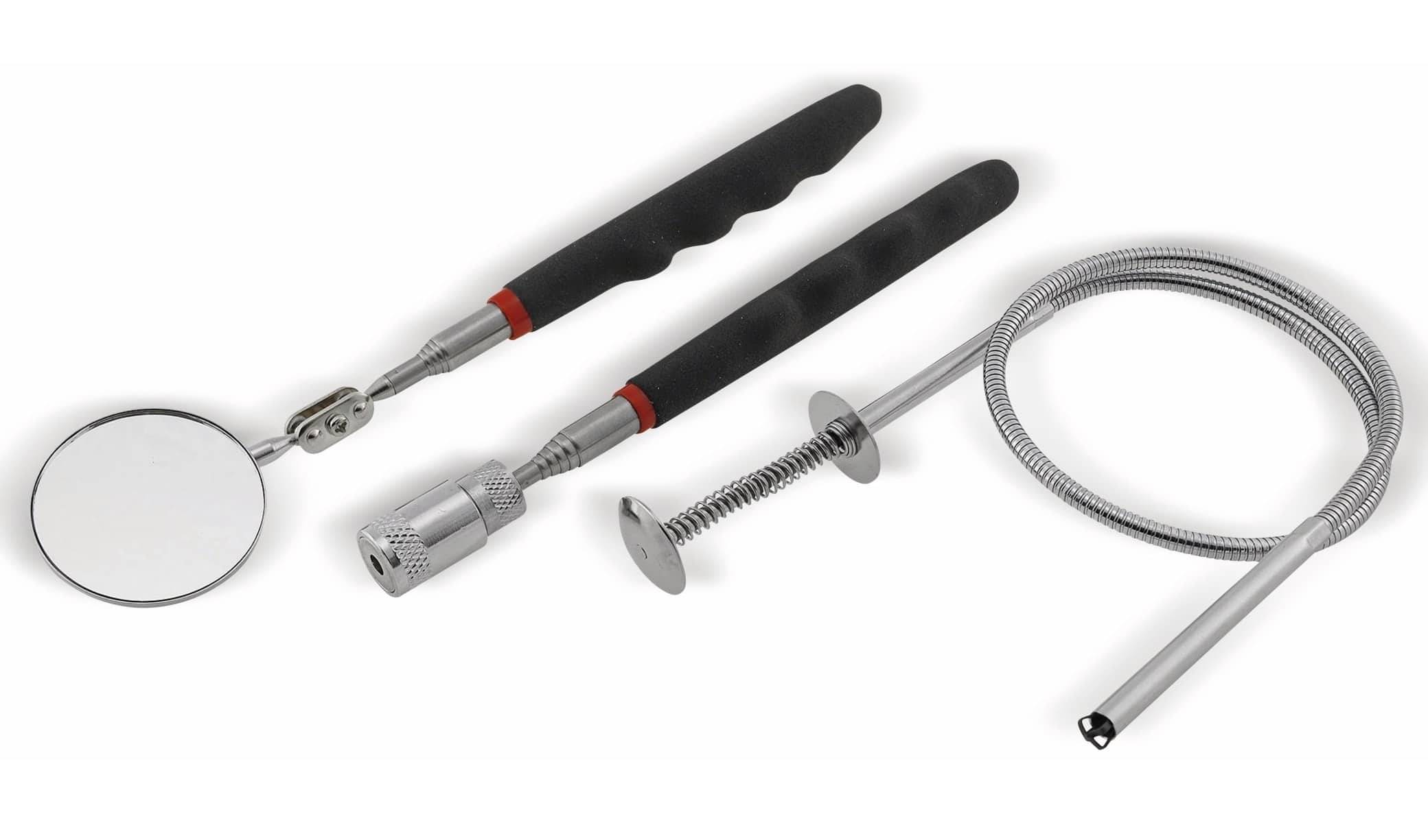 CHILITEC Teleskop Tool Set "CT-3in1" Spiegel, Magnet mit LED, Flex Greifer-0