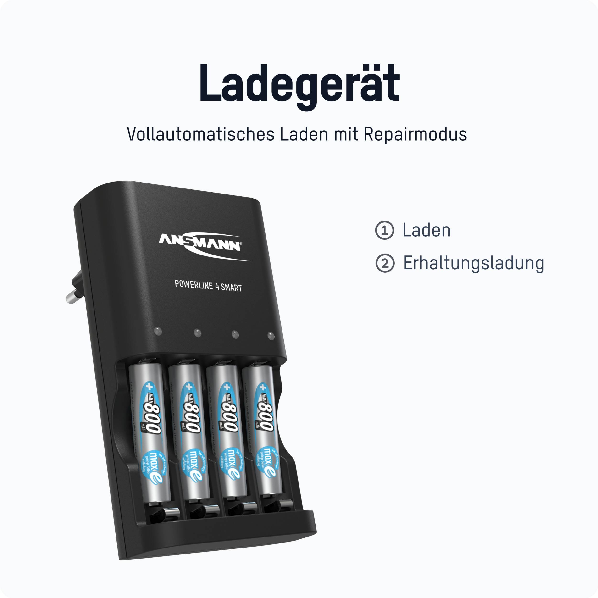 ANSMANN - Akku-Ladegerät Powerline NiMH/NiCD Mignon AA/Micro AAA - Nickel-Cadmium (NiCd) - Nickel-Metallhydrid (NiMH)-1