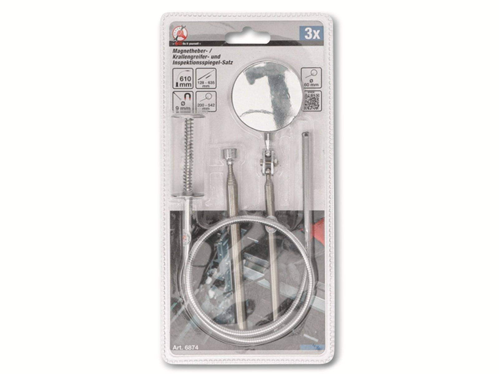 Symbolbild für Magnetheber- / Krallengreifer- und Inspektionsspiegel-Satz 3-tlg.