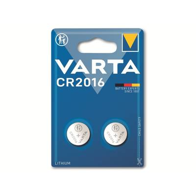 VARTA Knopfzelle Lithium, CR2016,  3V 2 Stück