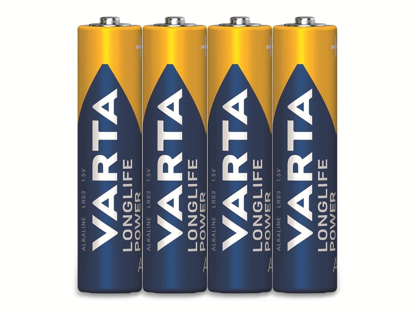 VARTA Batterie Alkaline, Micro, AAA, LR03, 1.5V, Longlife Power, 4 Stück-0