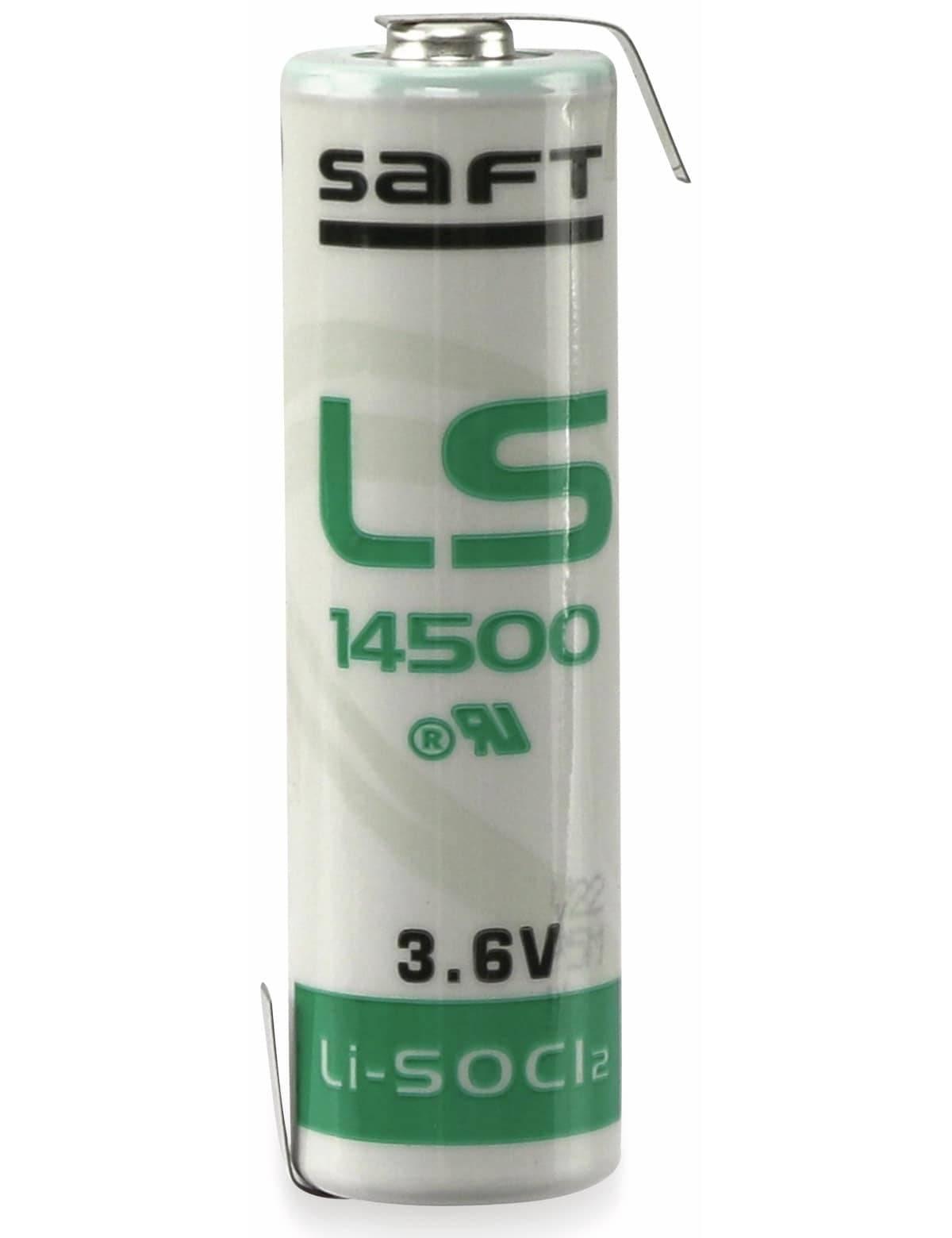 SAFT Lithium-Batterie LS 14500-CNR AA, mit Lötfahne, 3,6 V-, 2600 mAh-1