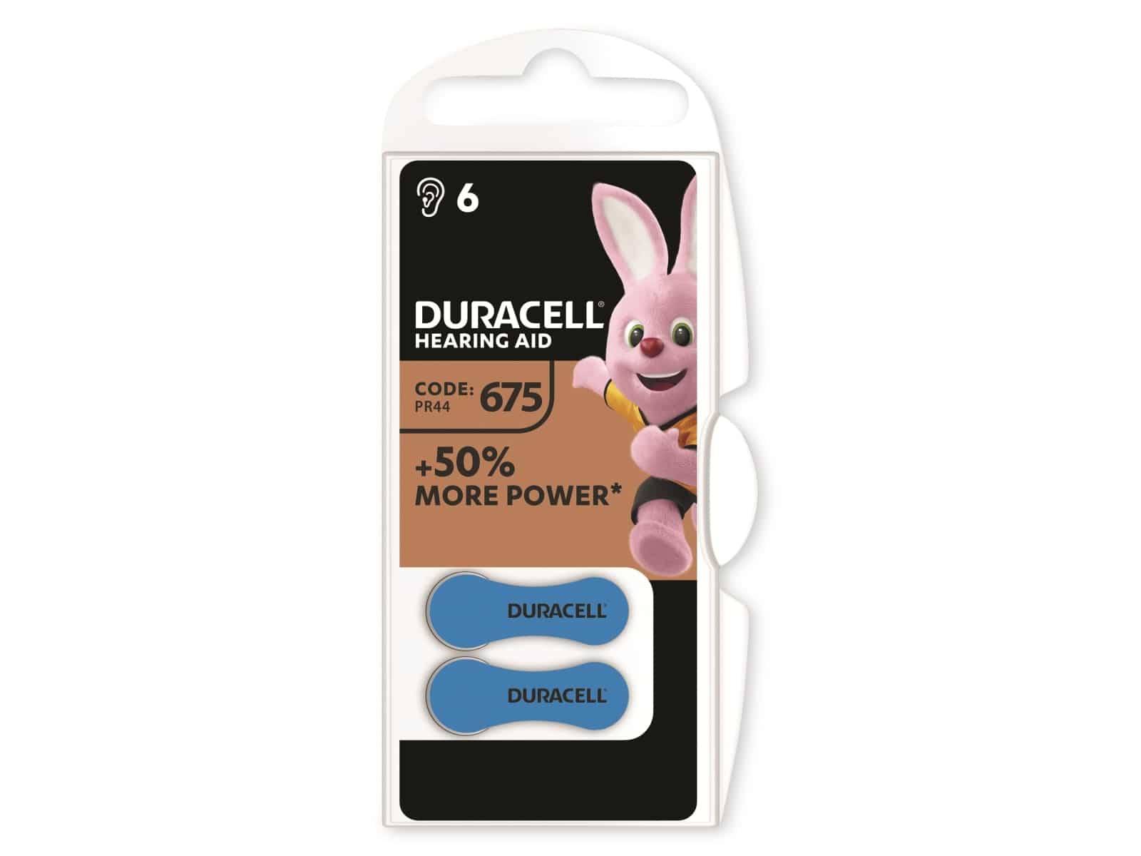 DURACELL Zinc Air-Knopfzelle Typ 675, 1.4V, Easy Tab, 6 Stück-0