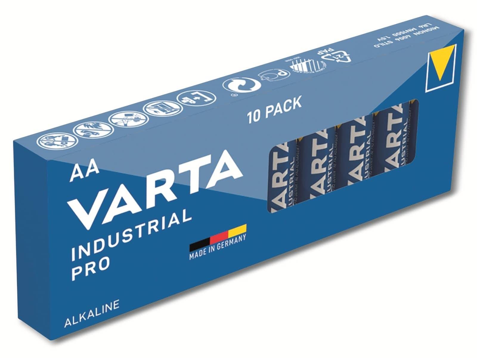 VARTA Batterie Alkaline, Mignon, AA, LR06, 1.5V, Industrial Pro, 10 Stück-0