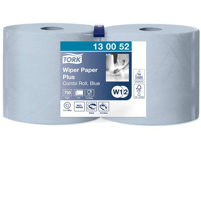 Putztuch 2lagig 23,5cmx255m 750Bl. bl 2 Rl./Pack. - Artikel: 496016900-4