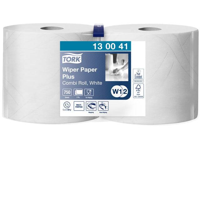 Putztuch TORK 130041 L.ca.340 mxB.ca.235mm weiß 2 Rl./VE-4