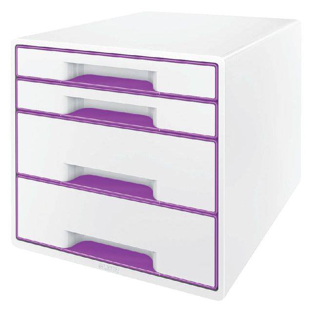 Leitz Schubladenbox WOW CUBE 52132062 4Schubfächer weiß/violett-2