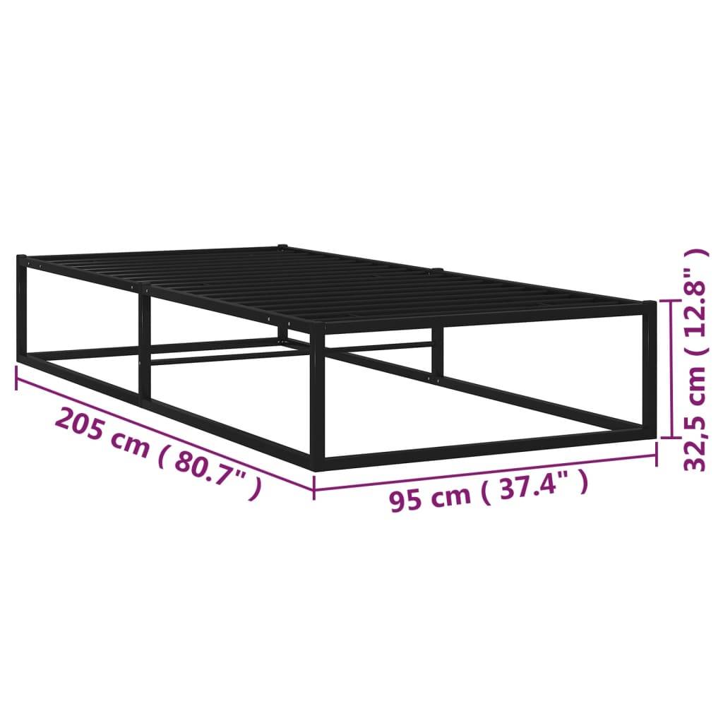 vidaXL Bettgestell Schwarz Metall 90x200 cm-4