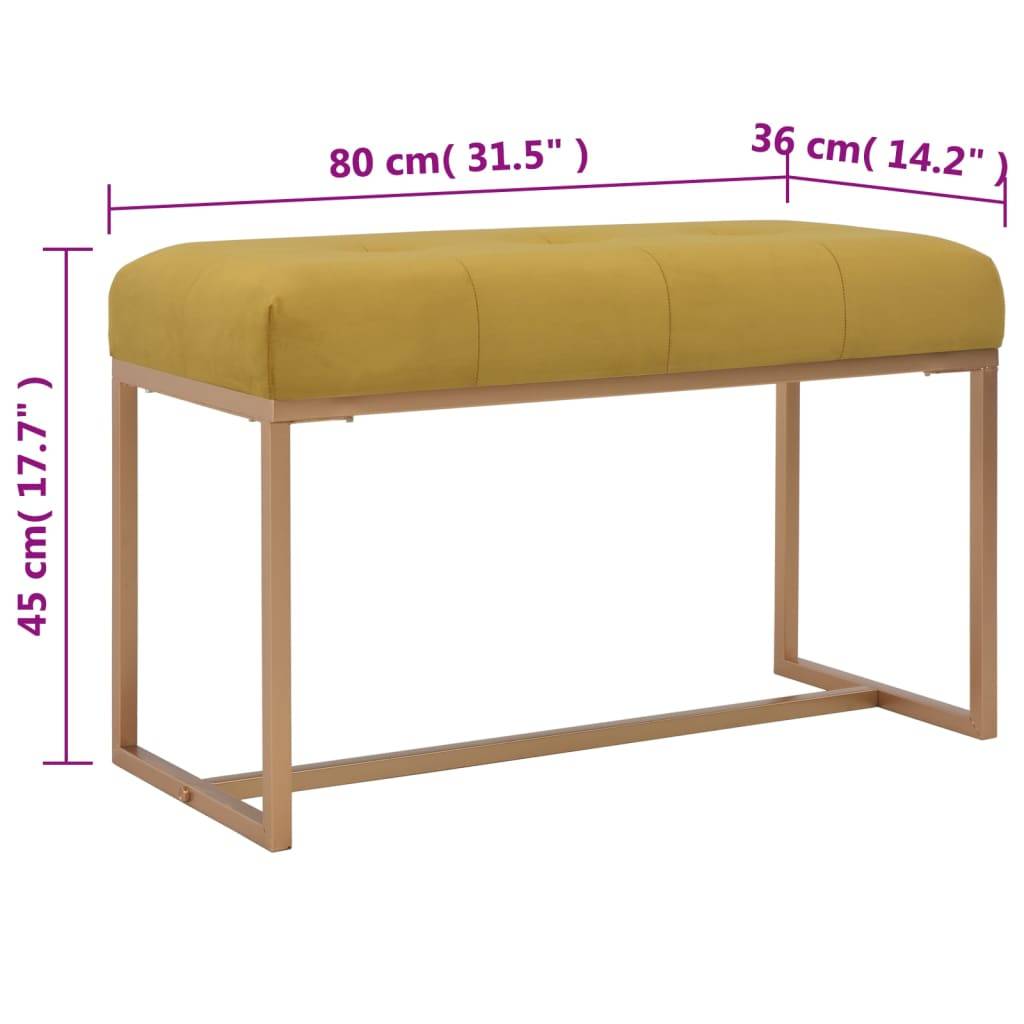 Bank 80 cm Senfgelb Samt-4