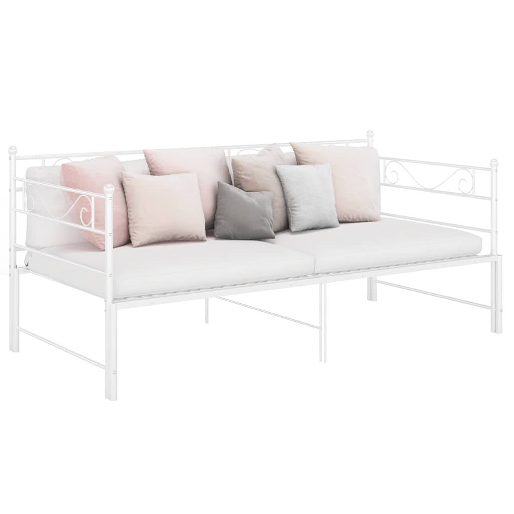 Ausziehsofa Bettgestell Weiß Metall 90x200 cm-0