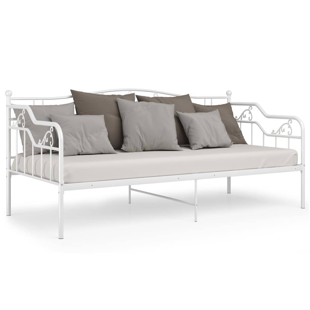 Schlafsofa Bettgestell Weiß Metall 90x200 cm-3