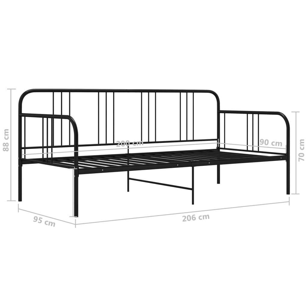 vidaXL Schlafsofa Bettgestell Schwarz Metall 90x200 cm-4