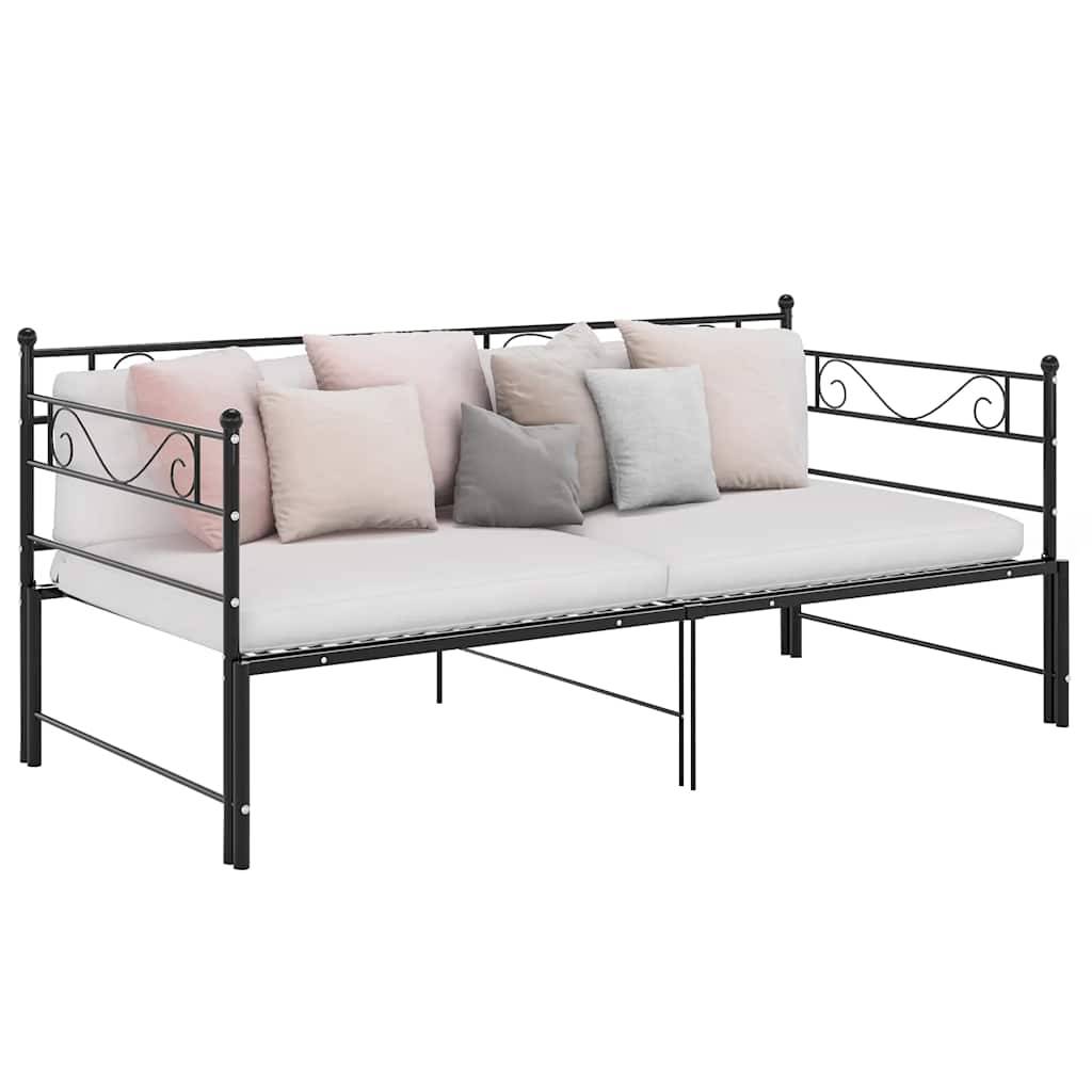 Ausziehsofa Bettgestell Schwarz Metall 90x200 cm-1