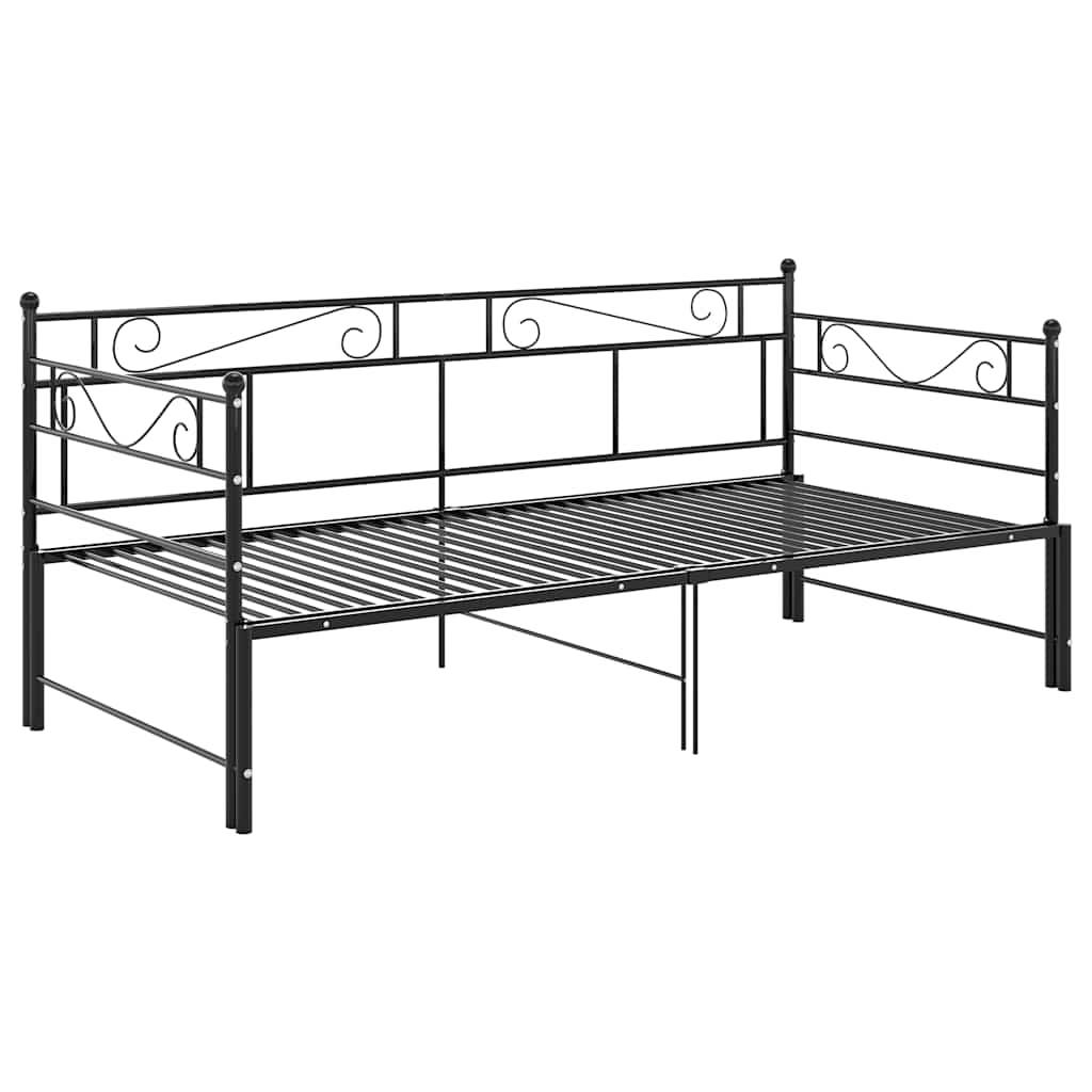 Ausziehsofa Bettgestell Schwarz Metall 90x200 cm-0