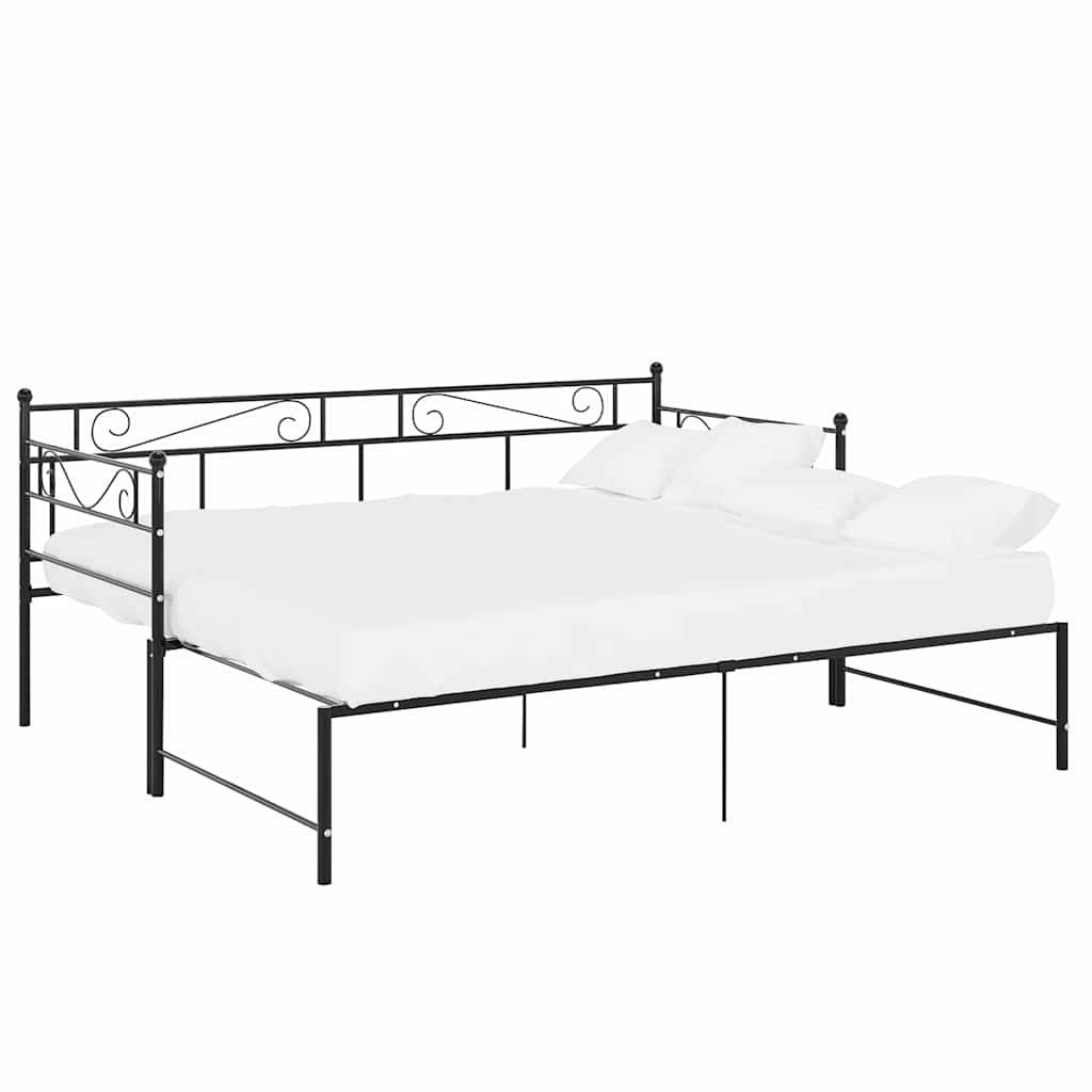 Ausziehsofa Bettgestell Schwarz Metall 90x200 cm-3