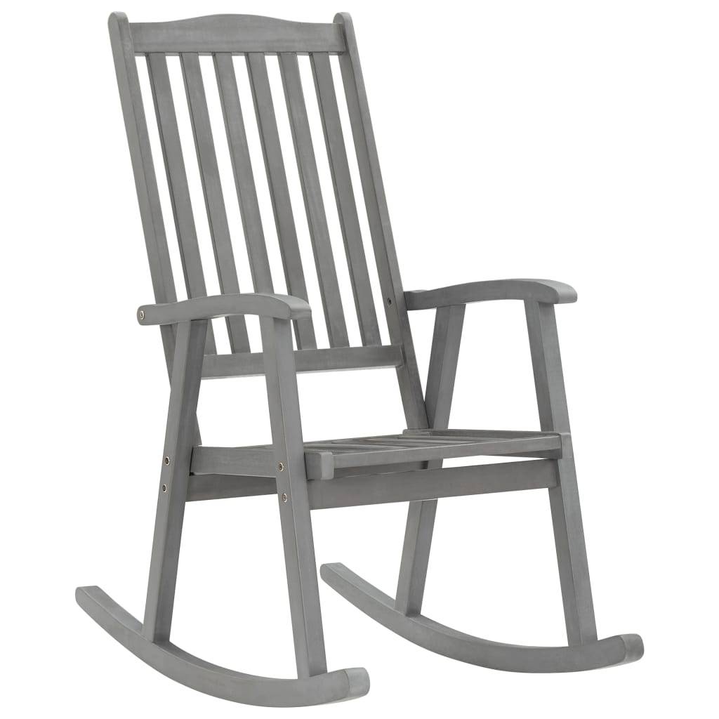 vidaXL Schaukelstuhl Grau Massivholz Akazie-0