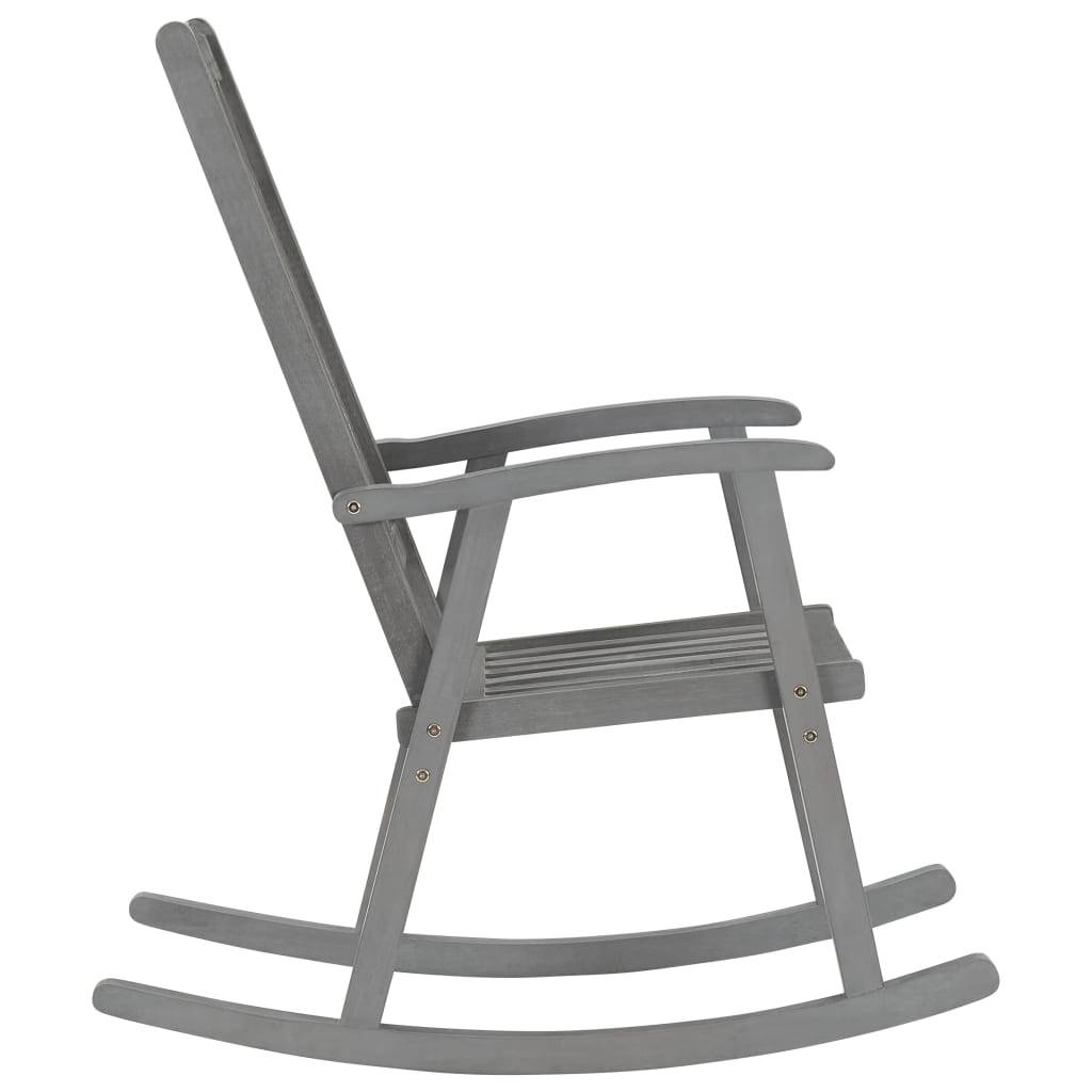 vidaXL Schaukelstuhl Grau Massivholz Akazie-2