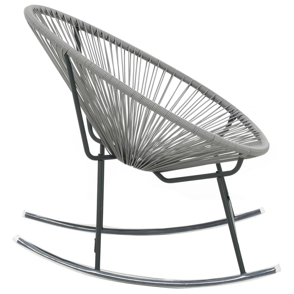 vidaXL Schaukelstuhl Mondstuhl Grau Poly Rattan-2