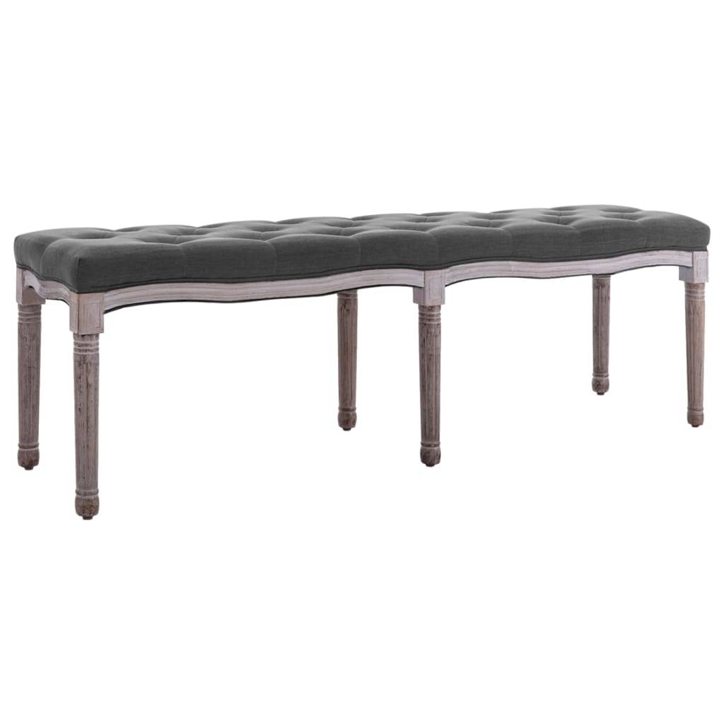vidaXL Bank Leinen Massivholz 150x40x48 cm Dunkelgrau-0