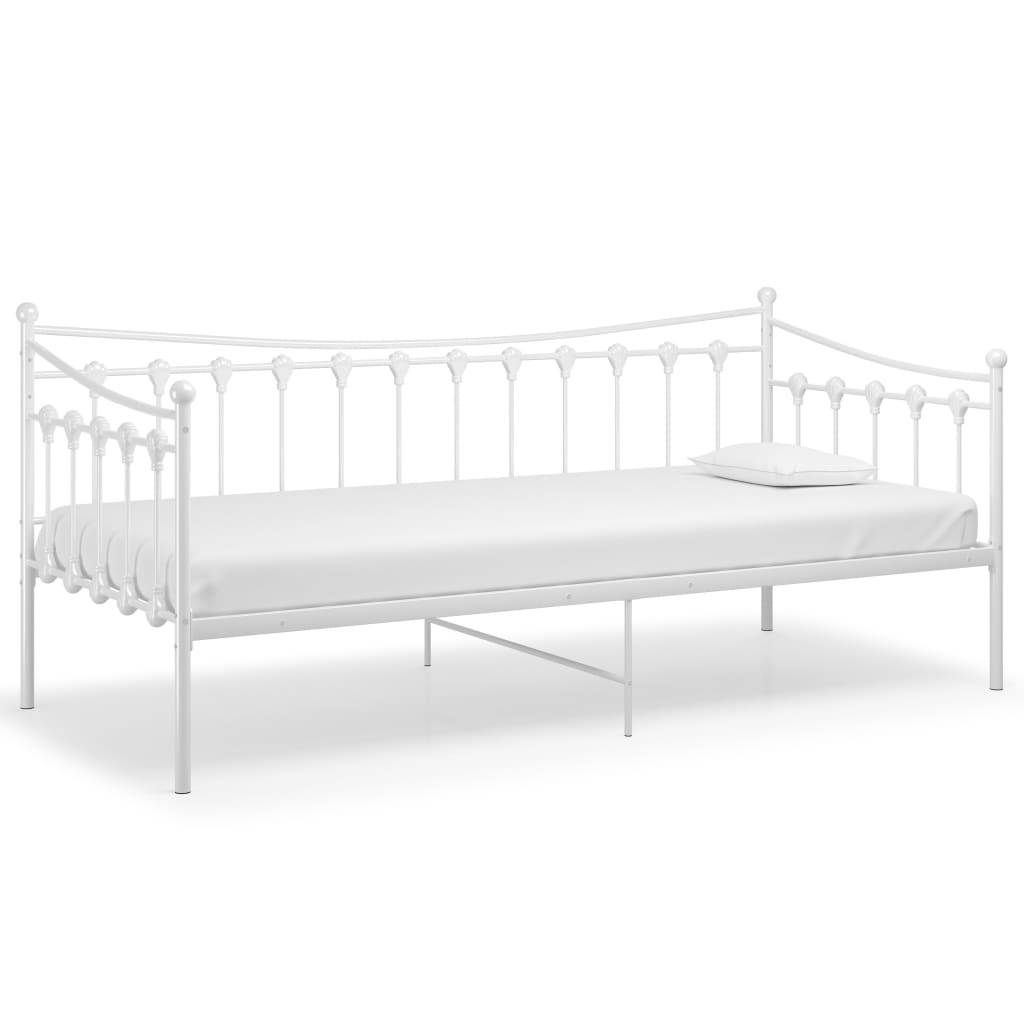 Schlafsofa Bettgestell Weiß Metall 90x200 cm-1