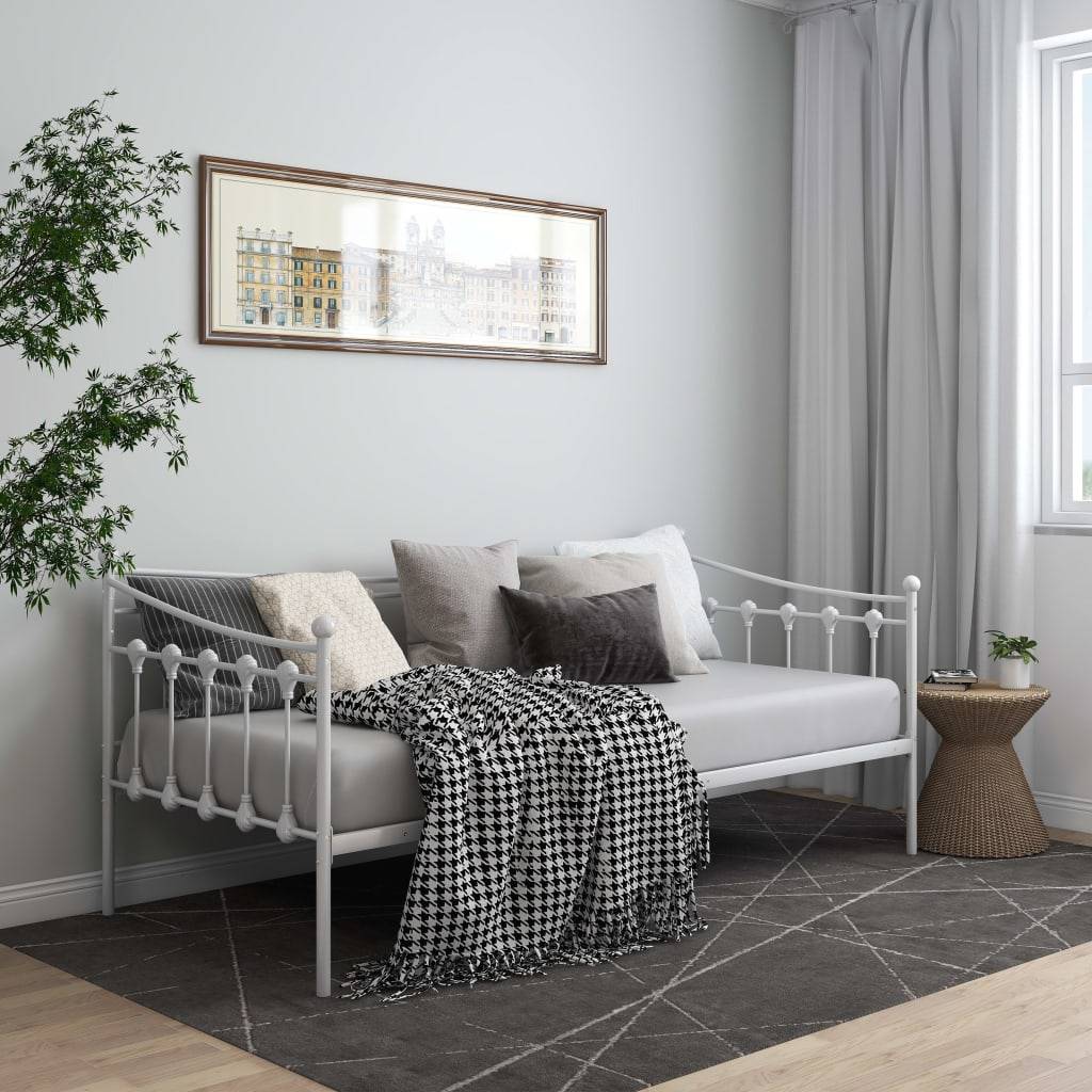 Schlafsofa Bettgestell Weiß Metall 90x200 cm-0