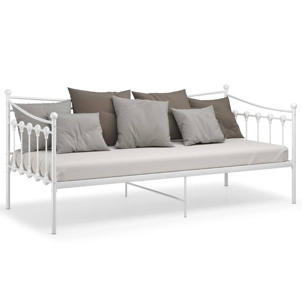 Schlafsofa Bettgestell Weiß Metall 90x200 cm-3